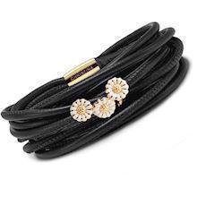 Christina Watches black leather bracelet with golden silver daisy